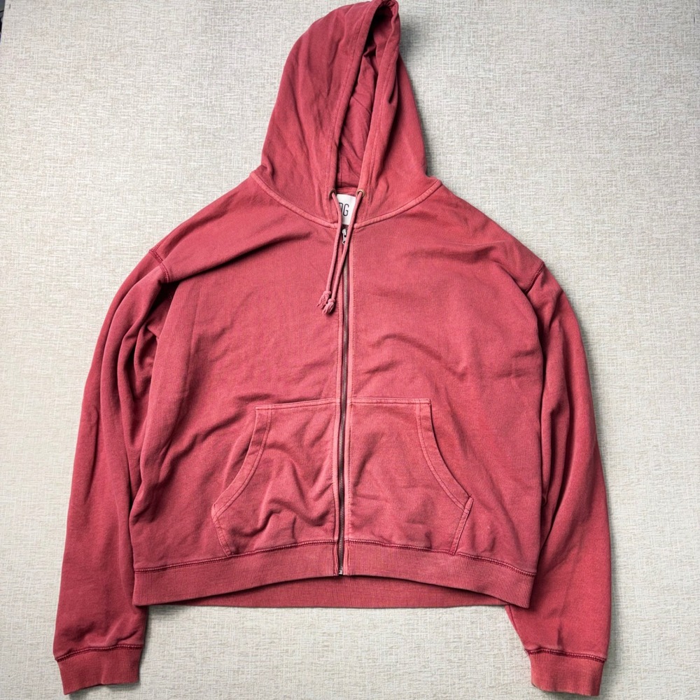 BDG Urban Outfitters Mens XL Faded Red Full Zip Hoodie Sweatshirt Oversized